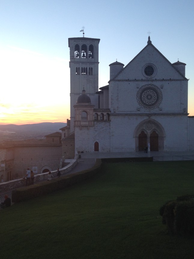 Sunset over the Basillica of St. Francis of Assisi.