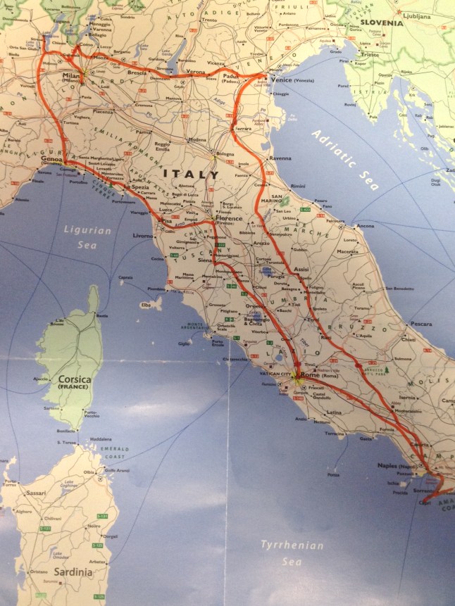 Our trip outlined in red.